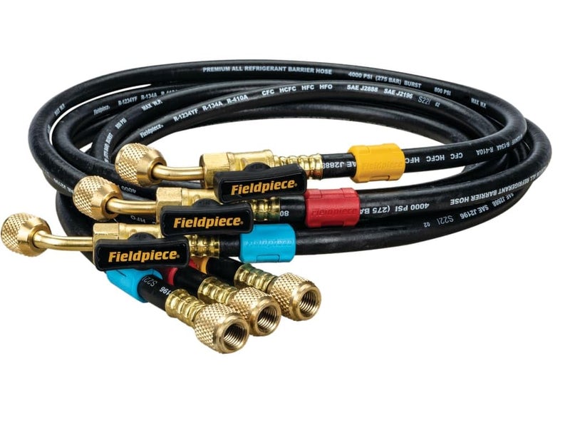 Fieldpiece HR3B Ball Valve Refrigerant Hose Set (3) with Color Tags - 1/4"" x 1/4"" (5')
